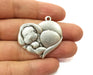 2 Dog Charms Antique Silver Plated Charms (37x40mm)  G19038