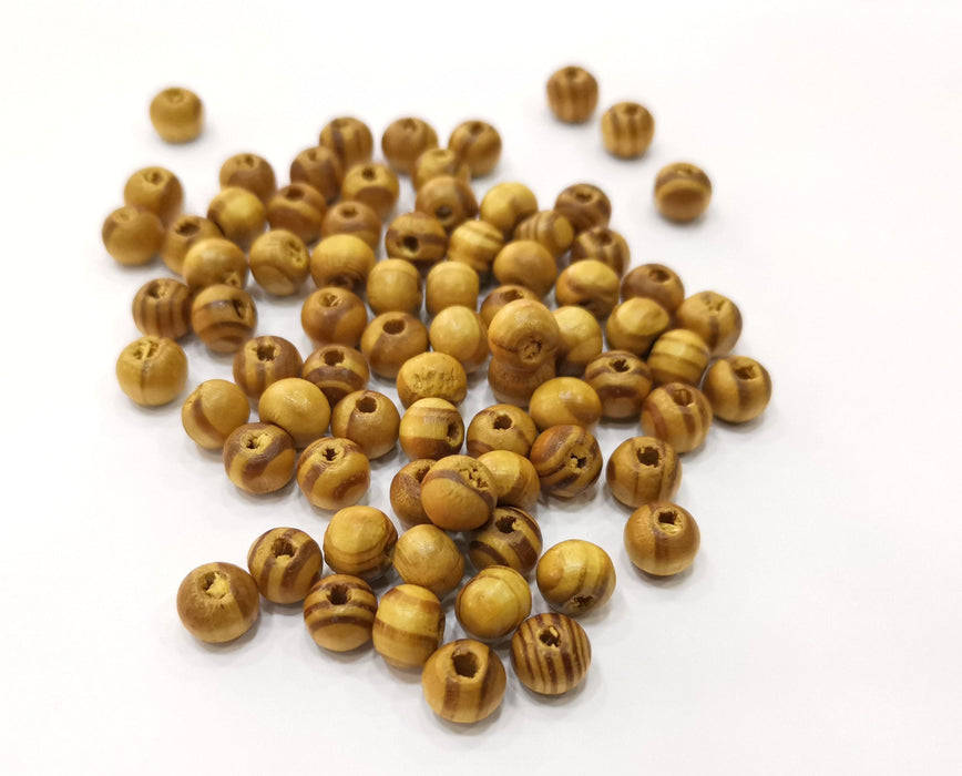 50 Wood Beads Olive Tree Beads 8 mm (2mm beads hole inner size) G19040