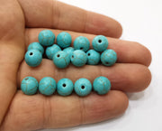 30 Round Veined Turquoise Synthetic Beads 10 mm (1mm hole) G19049