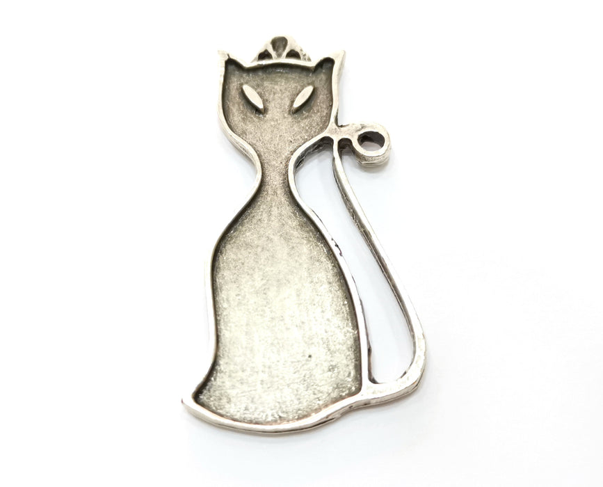 Cat Charm Antique Silver Plated Charms (75x36mm)  G19314