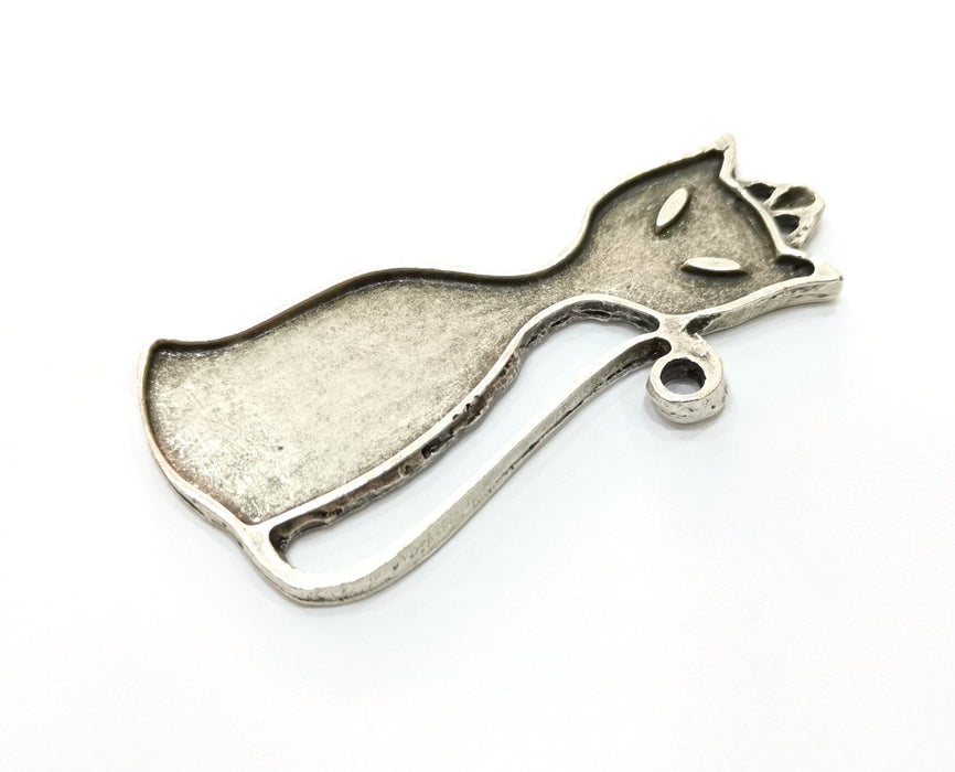 Cat Charm Antique Silver Plated Charms (75x36mm)  G19314