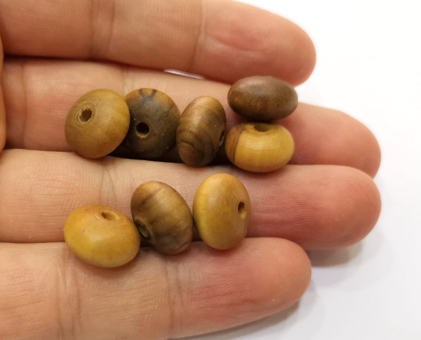 20 Wood Beads Olive Tree Beads 14x9 mm (2.5mm beads inner size) G19059