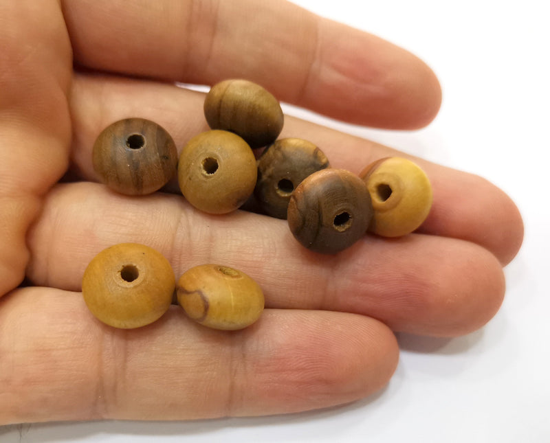 20 Wood Beads Olive Tree Beads 14x9 mm (2.5mm beads inner size) G19059