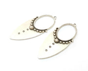 2 Silver Charms Antique Silver Plated Charms (51x21mm)  G19340