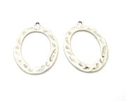 2 Silver Hammered Charms Antique Silver Plated Charms (40x30mm)  G19062