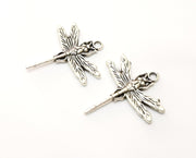 4 Silver Dragonfly Charms Antique Silver Plated Charms (31x28mm)  G19074