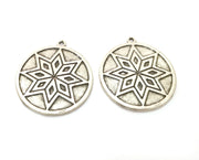 2 Silver Charms Antique Silver Plated Charms (38x35mm)  G19076