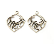 2 Silver Charms Antique Silver Plated Charms (37x30mm)  G19083