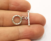 Twisted Toggle Clasps 10 sets Antique Silver Plated Toggle Clasp Findings 15x11mm+19x5mm  G19085