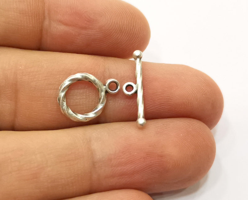 Twisted Toggle Clasps 10 sets Antique Silver Plated Toggle Clasp Findings 15x11mm+19x5mm  G19085