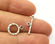 Twisted Toggle Clasps 10 sets Antique Silver Plated Toggle Clasp Findings 15x11mm+19x5mm  G19085