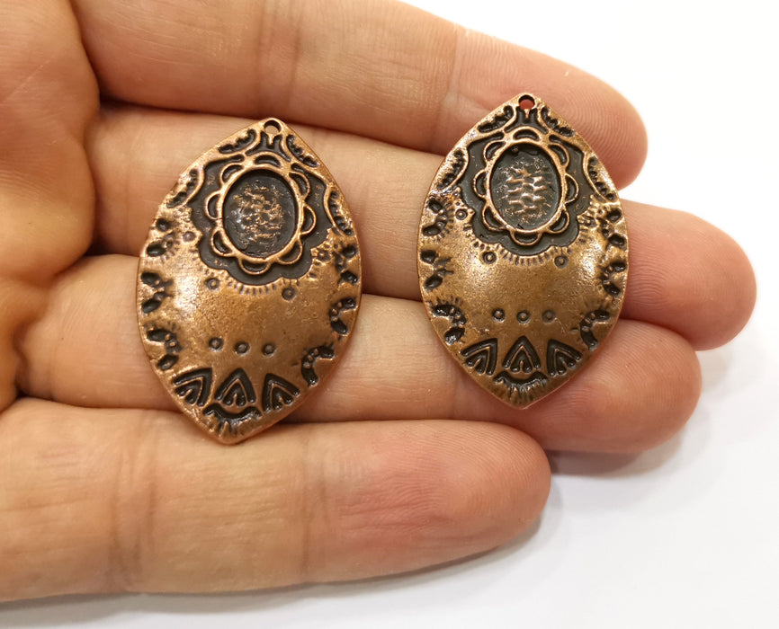 2 Copper Charms Antique Copper Plated Charms (38x25mm)  G18464