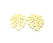 2 Monstera Leaf Charms Gold Plated Charms (25x22mm)  G18465