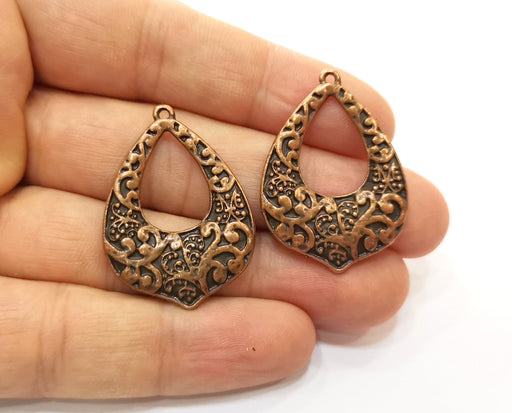 2 Copper Charms Antique Copper Plated Charms (37x26mm)  G18467