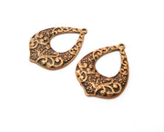 2 Copper Charms Antique Copper Plated Charms (37x26mm)  G18467