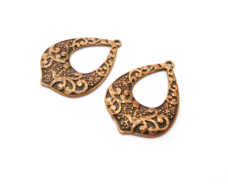 2 Copper Charms Antique Copper Plated Charms (37x26mm)  G18467