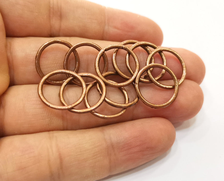 20 Copper Circle Connector Charms Antique Copper Plated Charms (16mm) G18469