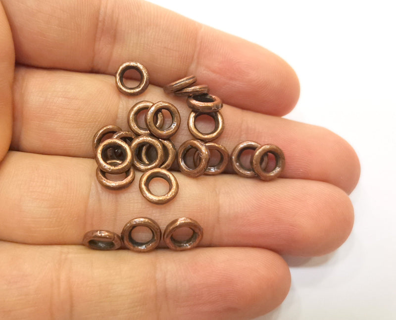 30 Copper Spacer Antique Copper Plated Beads  (8 mm)  G18473