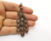 2 Peacock Charms Antique Copper Plated Charms (79x27mm)  G18474