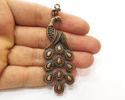 2 Peacock Charms Antique Copper Plated Charms (79x27mm)  G18474