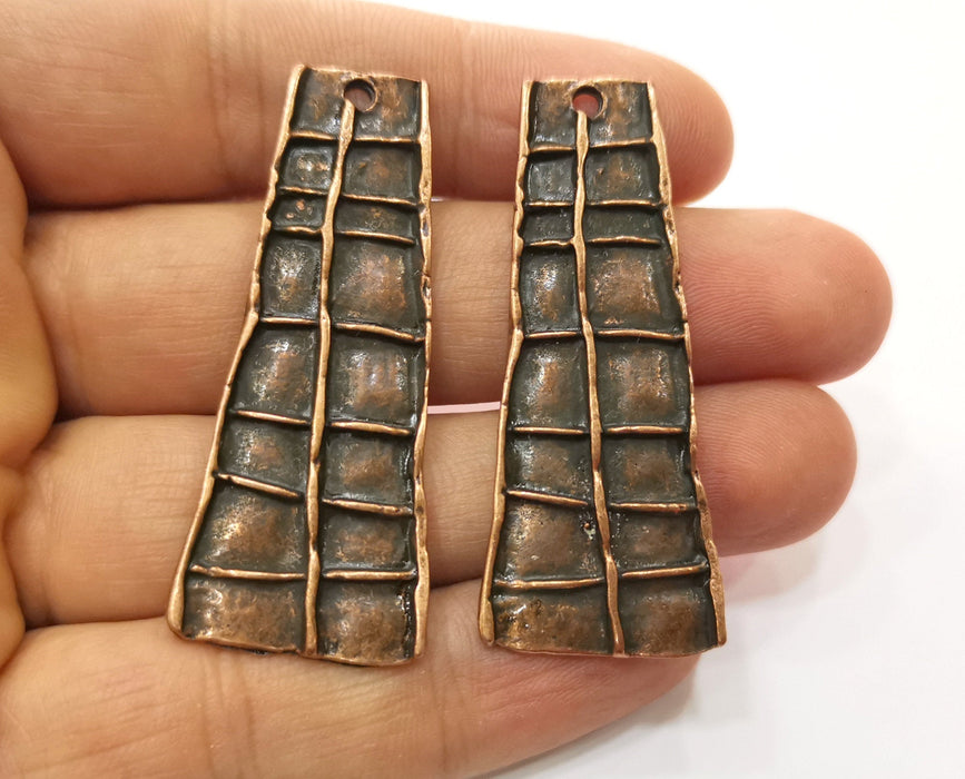 2 Copper Charms Antique Copper Plated Charms (53x21mm) G18476