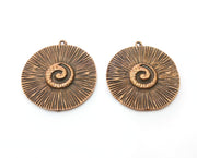 2 Copper Charms Antique Copper Plated Charms (30mm)  G18481