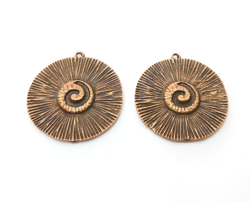 2 Copper Charms Antique Copper Plated Charms (30mm)  G18481