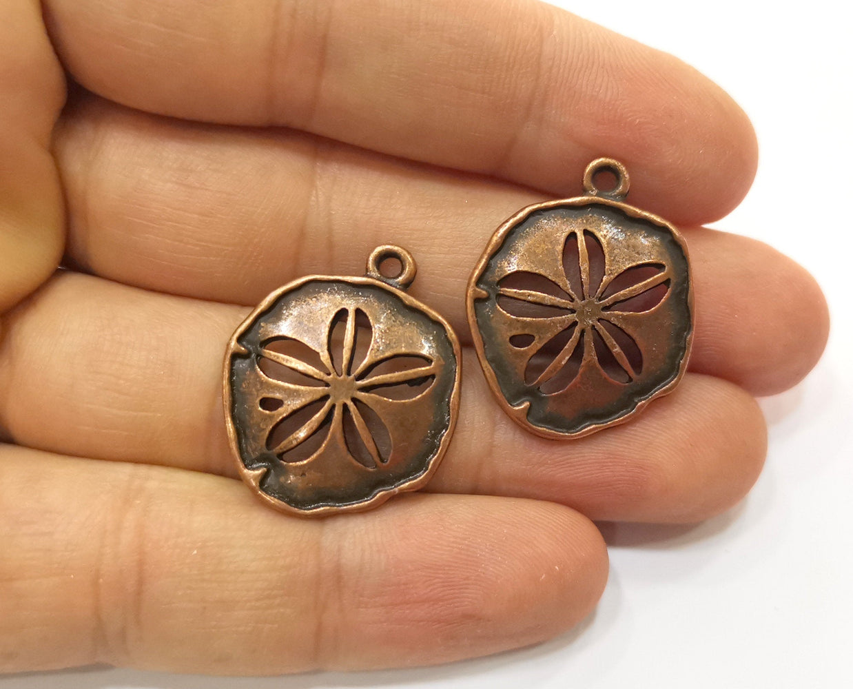 4 Copper Charms Antique Copper Plated Charms (27x22mm)  G18482