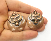 2 Copper Charms Antique Copper Plated Charms (39x32mm) G18483
