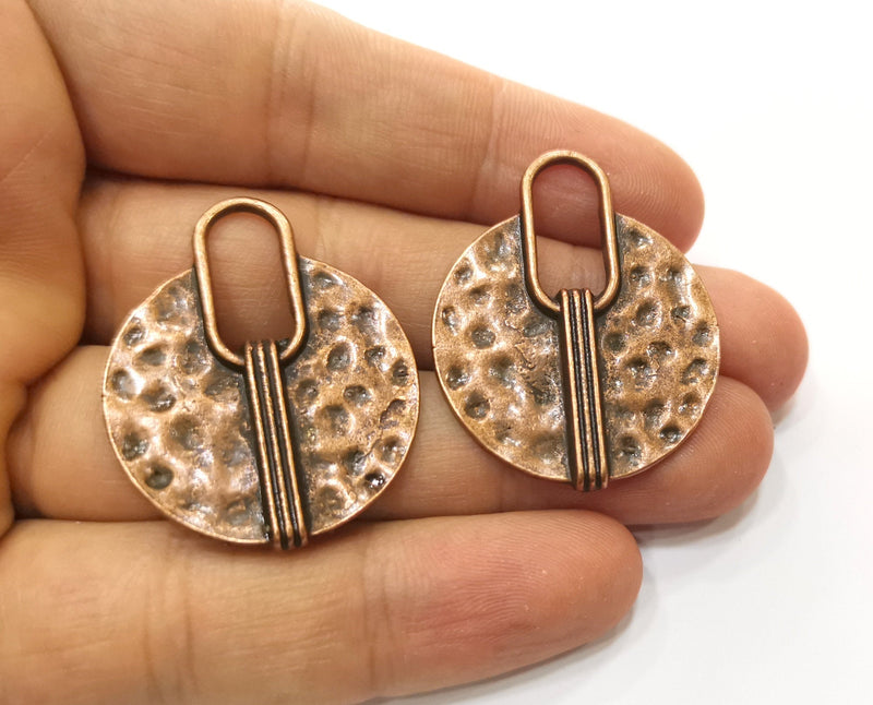 2 Copper Charms Antique Copper Plated Charms (37x30mm)  G18486
