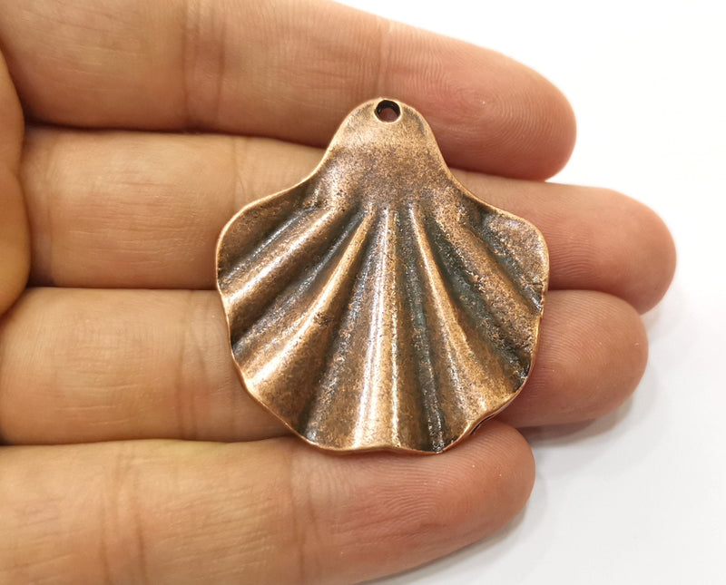 2 Copper Sea Shell Charms Antique Copper Plated Charms (42x38mm) G18490