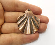 2 Copper Sea Shell Charms Antique Copper Plated Charms (42x38mm) G18490