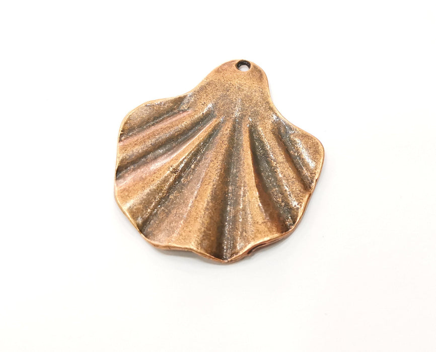 2 Copper Sea Shell Charms Antique Copper Plated Charms (42x38mm) G18490