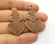 2 Copper Hearts Charms Antique Copper Plated Charms (45x27mm)  G18492