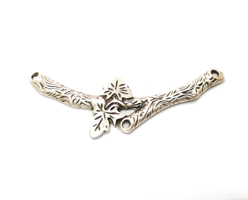 Antique Silver Plated Leaf Connector Charm (83x35mm) Antique Silver Plated Charm G19095