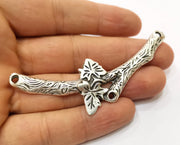 Antique Silver Plated Leaf Connector Charm (83x35mm) Antique Silver Plated Charm G19095