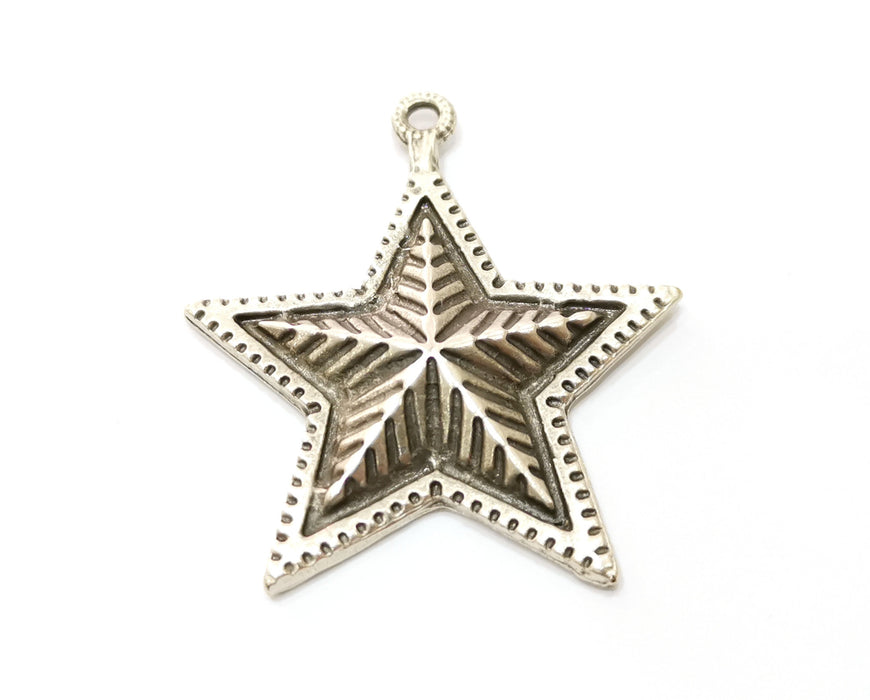 Silver Star Pendant Antique Silver Plated Pendant (55x47mm)  G19098