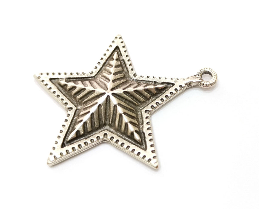 Silver Star Pendant Antique Silver Plated Pendant (55x47mm)  G19098