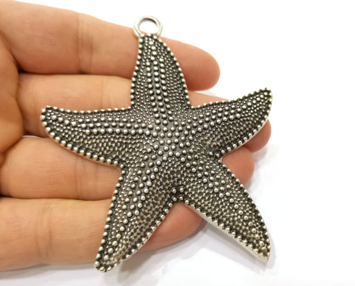 Silver Starfish Pendant Antique Silver Plated Pendant (90x73mm)  G19101