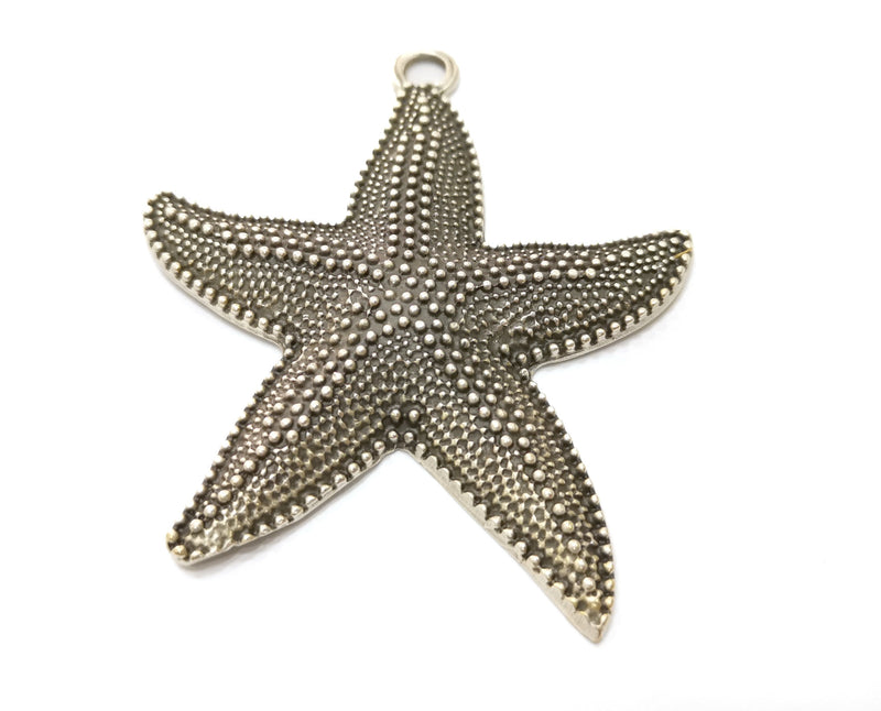 Silver Starfish Pendant Antique Silver Plated Pendant (90x73mm)  G19101