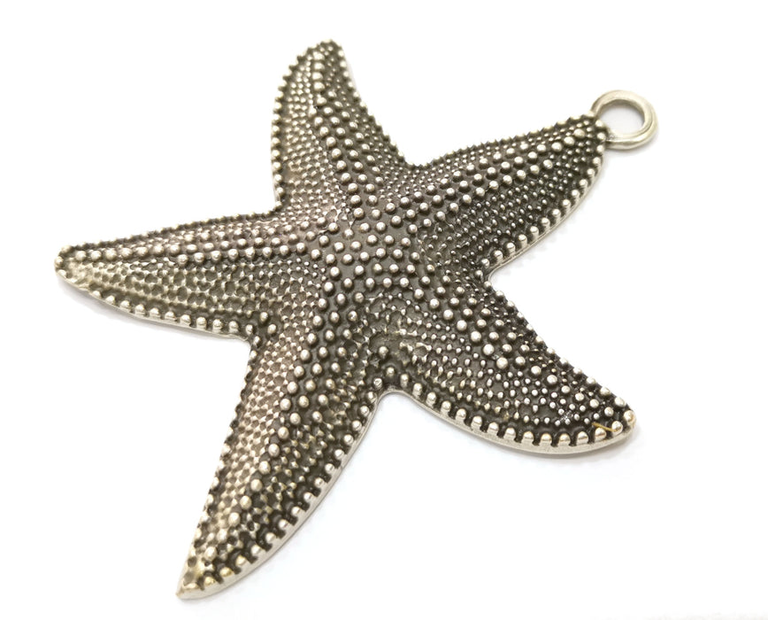 Silver Starfish Pendant Antique Silver Plated Pendant (90x73mm)  G19101