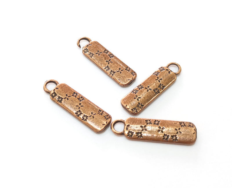 4 Copper Charms Antique Copper Plated Charms (Both Side Same)  (27x7mm) G18493