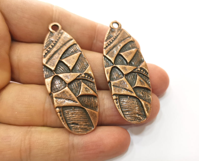 2 Copper Charms Antique Copper Plated Charms (56x22mm)  G18496