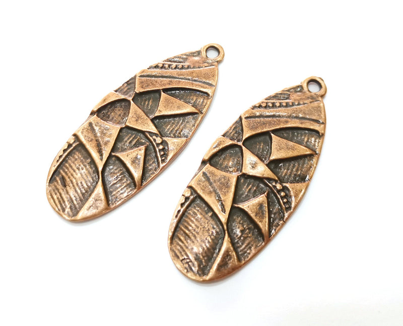 2 Copper Charms Antique Copper Plated Charms (56x22mm)  G18496