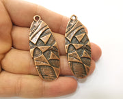 2 Copper Charms Antique Copper Plated Charms (56x22mm)  G18496