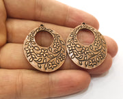 2 Flower Charms Antique Copper Plated Charms (36x28mm)  G18498