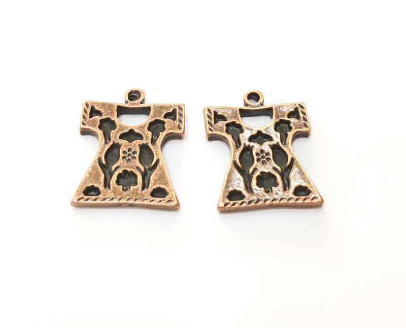 2 Copper Robe Chest Charms Antique Copper Plated Charms (28x23mm)  G18501