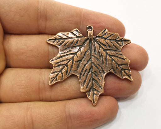 2 Copper Leaf Charms Antique Copper Plated Charms (43x46mm) G18505