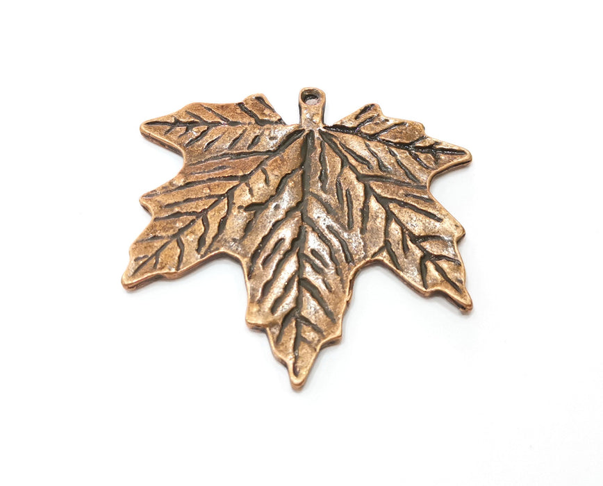 2 Copper Leaf Charms Antique Copper Plated Charms (43x46mm) G18505