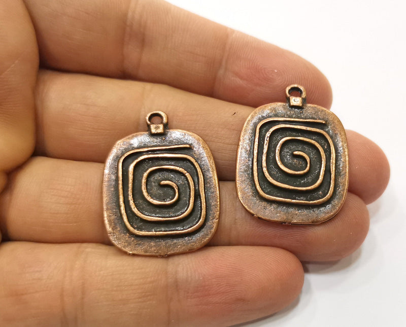 2 Copper Charms Antique Copper Plated Charms (31x24mm) G18506